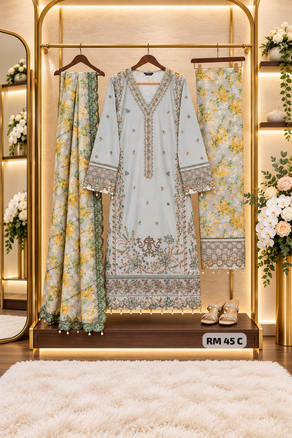Al Amra Cambric Embroidered Ready-to-Wear Suit  RM 45 C