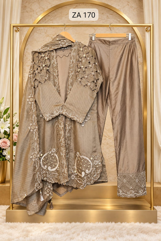 Pakistani Luxury Embroidered Jacket-Style Readymade ZA 170