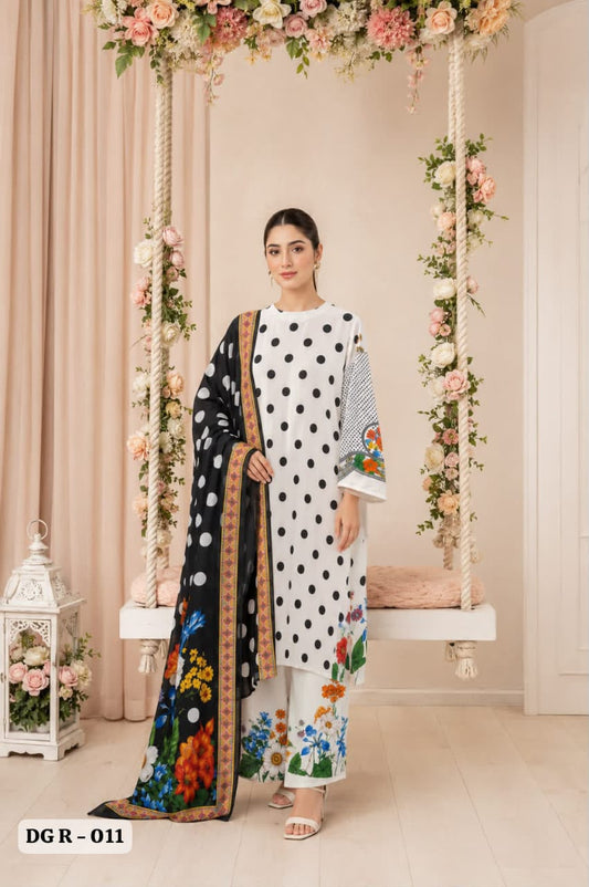 Pakistani Style Digital Printed Cord Set with Dupatta DG R-11
