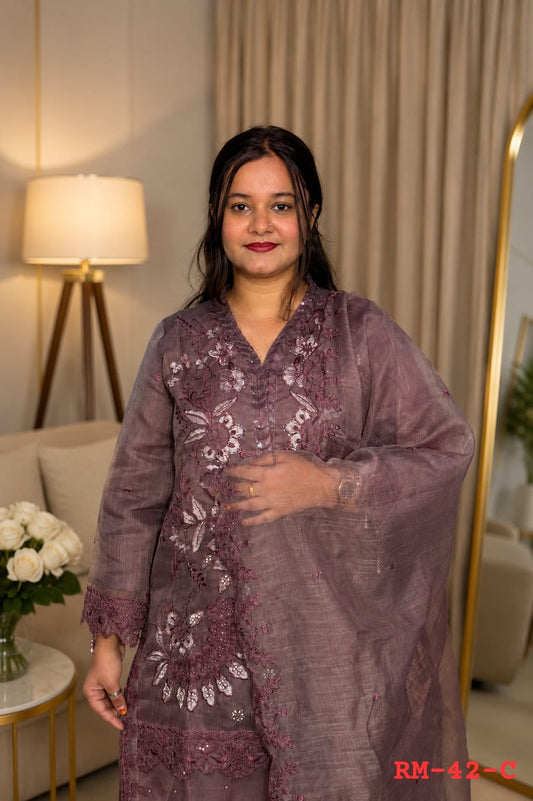 Pakistani Embroided Organza  Readymade Suit RM  42-C