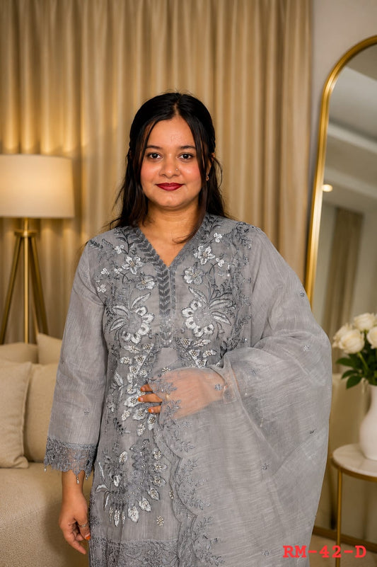 Pakistani Embroided Organza Readymade Suit RM  42-D